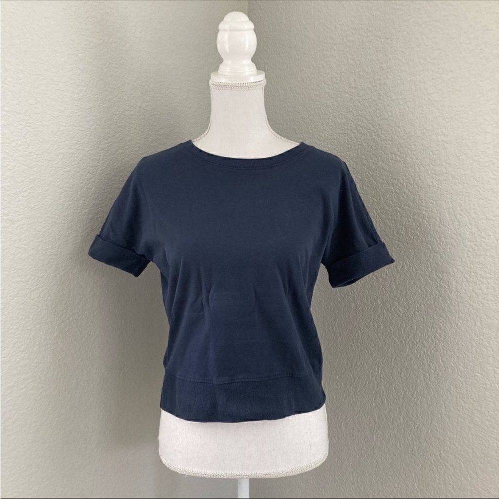 Anthropologie Navy Short Sleeve Crewneck Tee Top T-Shirt XS